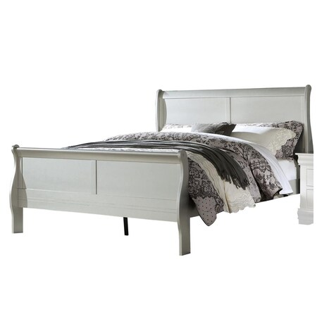 Benjara Sleigh Design Bed with Rectangular Thin Legs, Silver - Twin Size BM221308